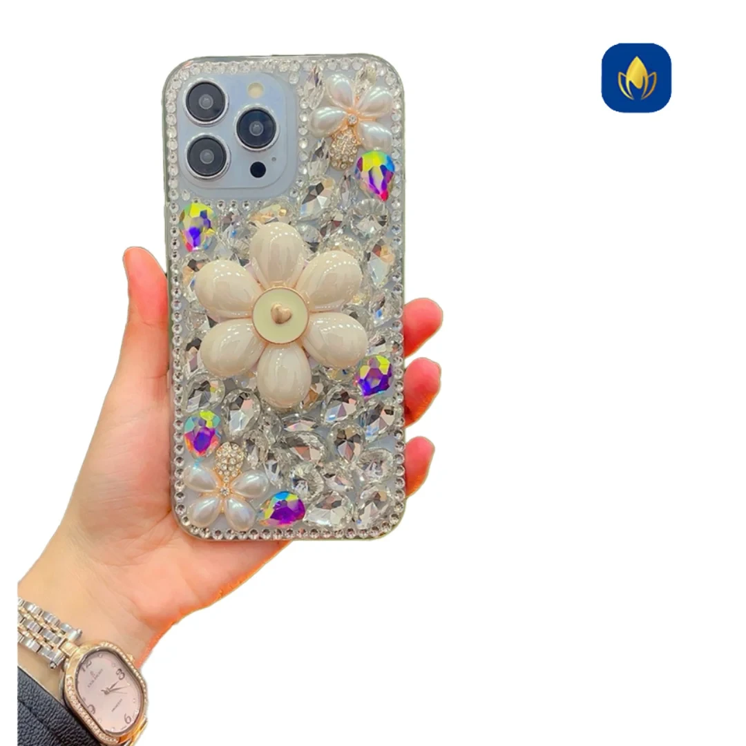 NYRA : Iphone 11 Pro Max Flower Pop Socket Diamond Case